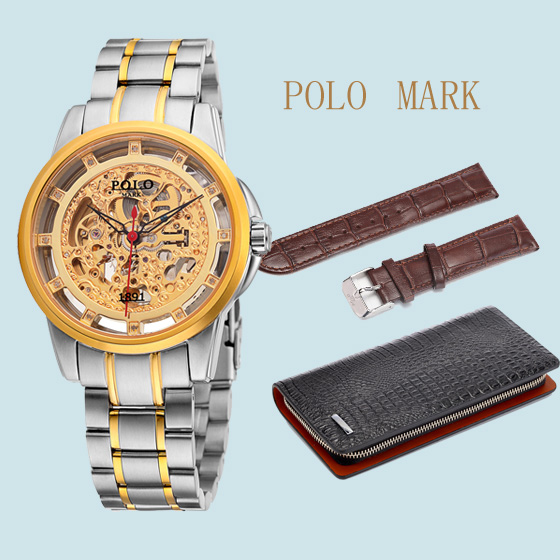 polo mark黄金舵手真钻机械腕表 金色